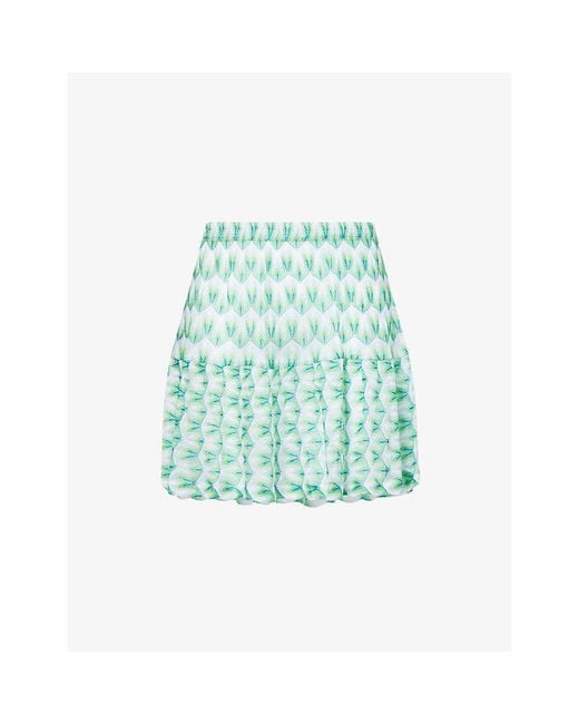 Missoni Blue Floral-Print Knitted Mini Skirt
