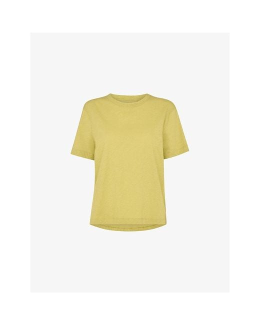 Whistles Yellow Emily Ultimate Round-Neck Short-Sleeve Cotton T-Shirt