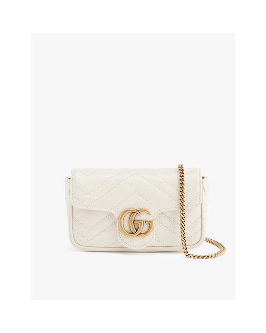 Gucci White Marmont Mini Leather Cross-body Bag