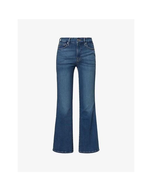 GOOD AMERICAN Blue Good Petite Flare Stretch-Denim Jeans