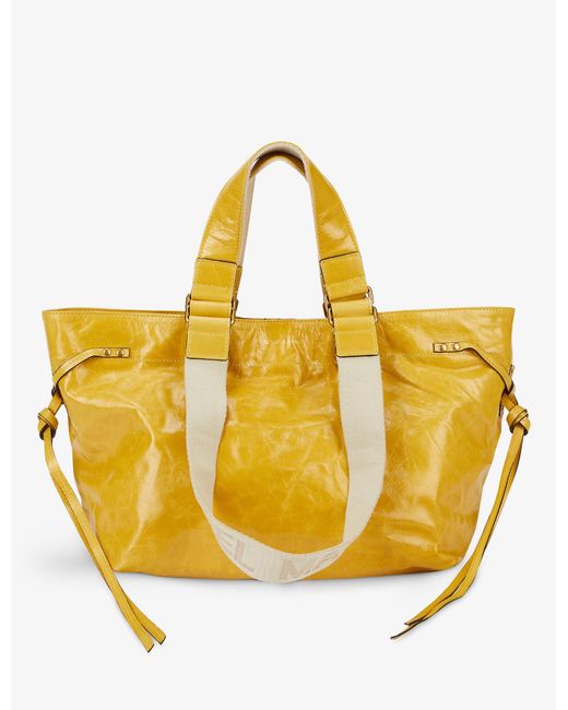 Isabel Marant Bagya Crinkledleather Tote Bag in Yellow Lyst
