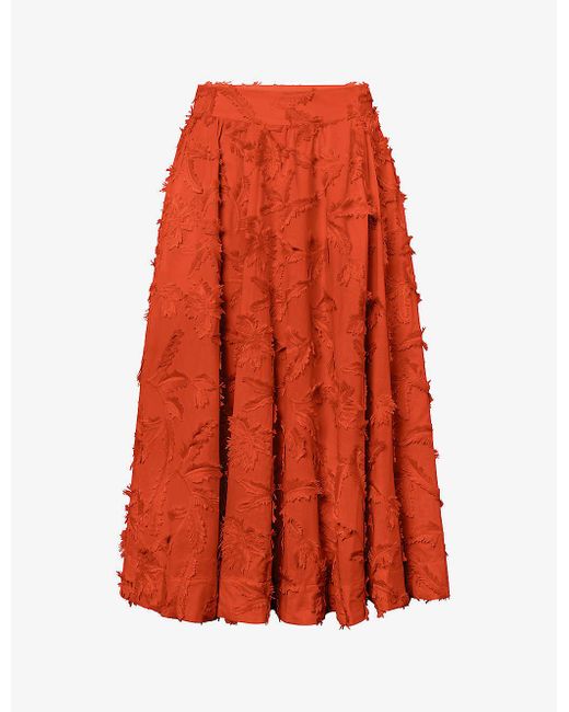 Twist & Tango Orange Meadow A-line Organic-cotton Midi Skirt