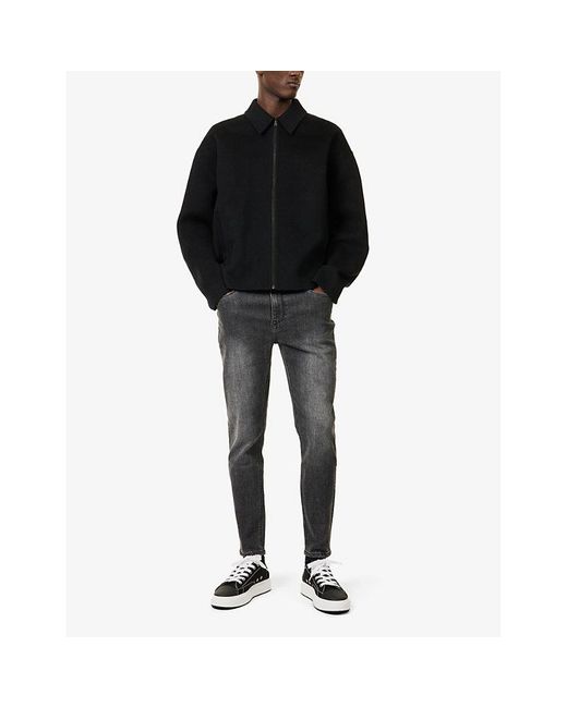 Arne Gray Brand-Patch Slim-Leg Slim-Fit Stretch-Denim Jeans for men