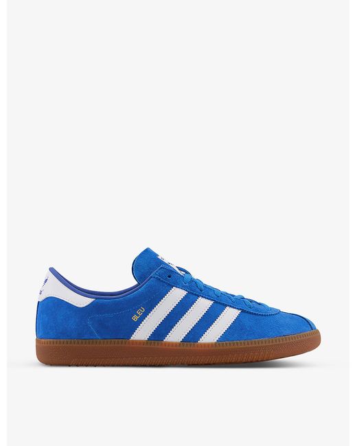 adidas Bleu Branded Suede Low-top Trainers in Bright Blue White (Blue) for  Men | Lyst