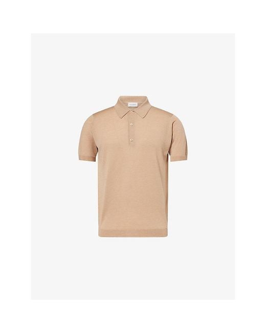 John Smedley Natural Macloud Short-Sleeve Merino-Wool Polo Jumper for men