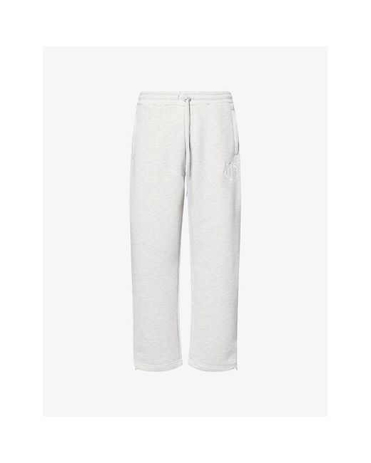 The Couture Club White Monogram Emblem Straight-Leg Cotton-Blend Jogging Bottoms for men