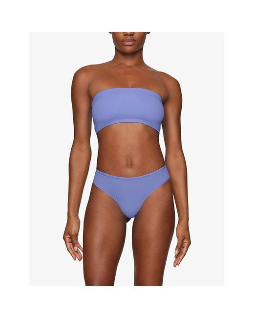 Skims Fits Everybody Stretch-woven Bandeau Bra in Blue