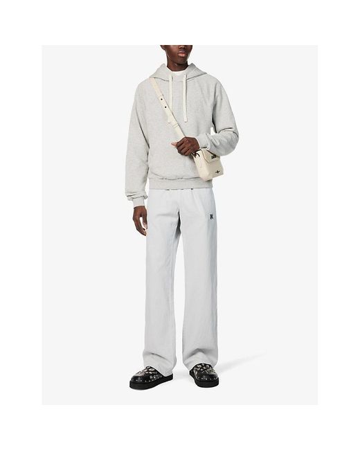 Palm Angels White Brand-embroidered Wide-leg Relaxed-fit Twill Trousers for men