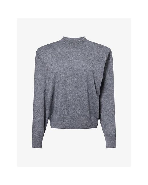Frankie Shop Gray Rue Padded-Shoulder Wool-Blend Jumper