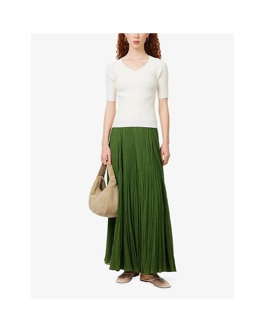 Weekend by Maxmara White Rib-Knit V-Neck Rib-Knit V-Top