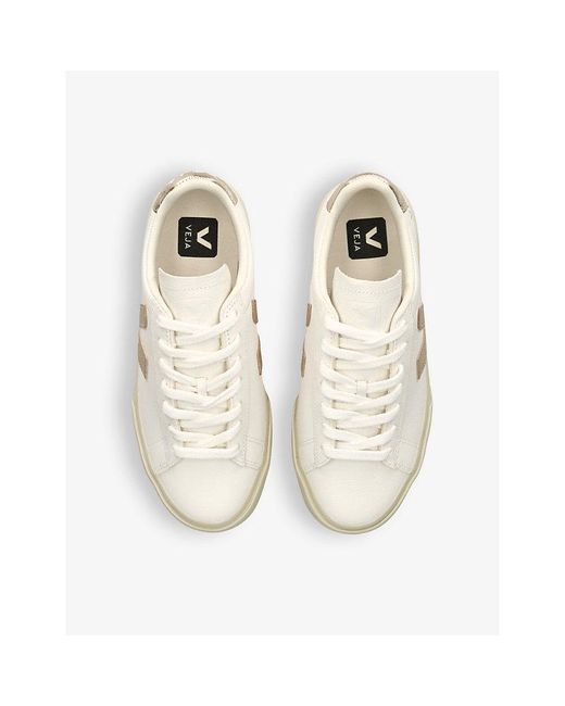 Veja White Campo Logo-embroidered Low-top Leather Trainers