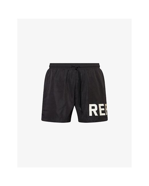 Represent Black Logo-Print Regular-Fit Swim Shorts for men