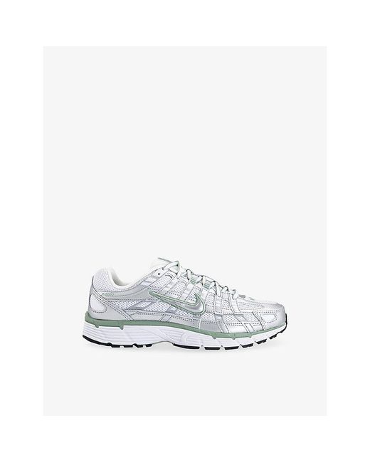 Nike White P-6000 Suede And Mesh Trainers