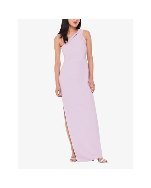 Whistles Purple Bethan One-Shoulder Stretch-Woven Maxi Dress