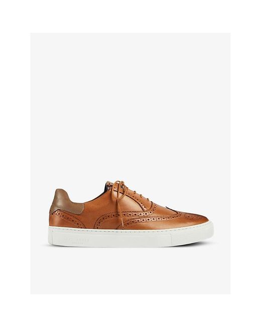 ted baker TAN Dennton Brogue embellished Leather Trainers