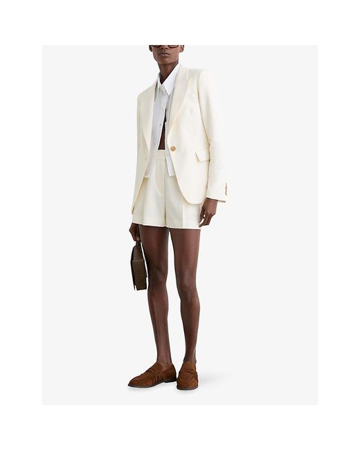 Reiss White Malin Front-Pleat Tailored Woven Shorts