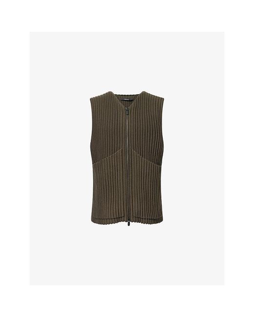 Seventh Green Utility Zipped Ribbed Cotton-Blend Vest for men