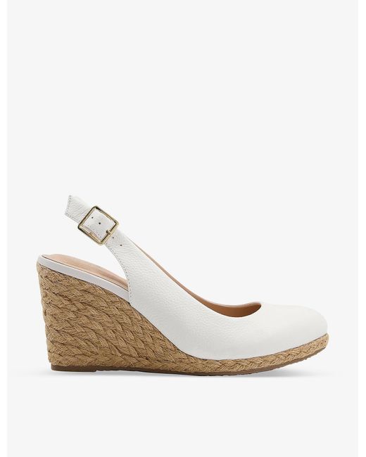 Dune Coda Slingback Espadrille-wedge Leather Sandals in White-Leather ...