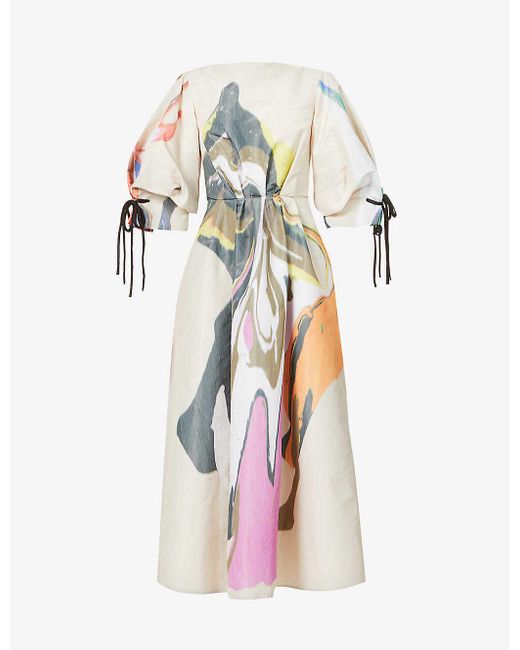 Roksanda Multicolor Pheodora Printed Woven Midi Dress