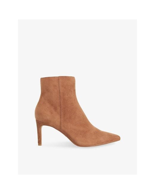 Dune Brown Obsessively Suede Heeled Ankle Boots