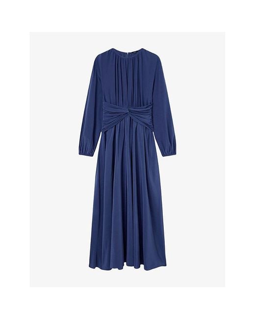 Joseph Blue Leila Knot Silk Maxi Dress