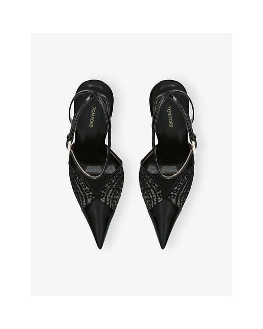 Tom Ford White Lace-Embroidered 105 Leather Heeled Pumps