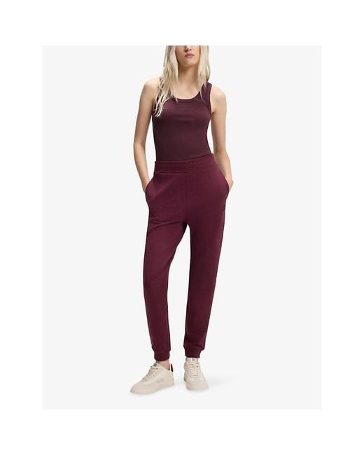HUGO Purple Logo-Embroidered Scoop-Neck Cotton-Blend Tank Top