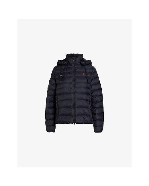 Polo Ralph Lauren Blue Logo-Embroidered Packable Shell Puffer Jacket