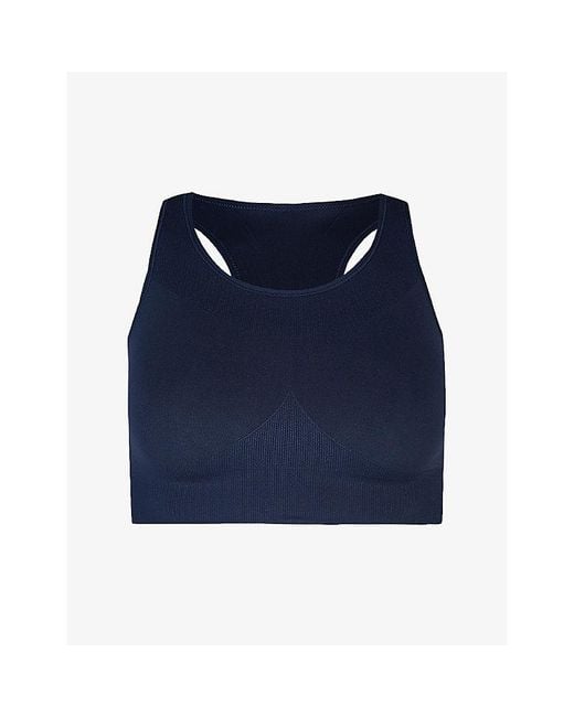 Sweaty Betty Blue Stamina Seamless Stretch-Woven Sports Bra