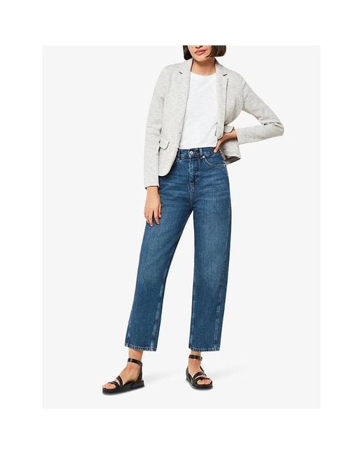Whistles White Slim-Fit Single-Breasted Cotton-Jersey Jacket