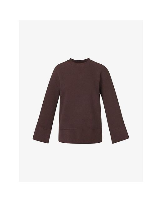 Sweaty Betty Brown Peaceful Round-Neck Relaxed-Fit Ribbed Sweatshirt