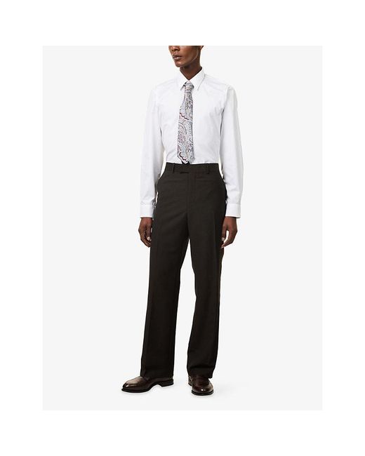 Dries Van Noten White Curles Pointed-Collar Cotton Shirt for men