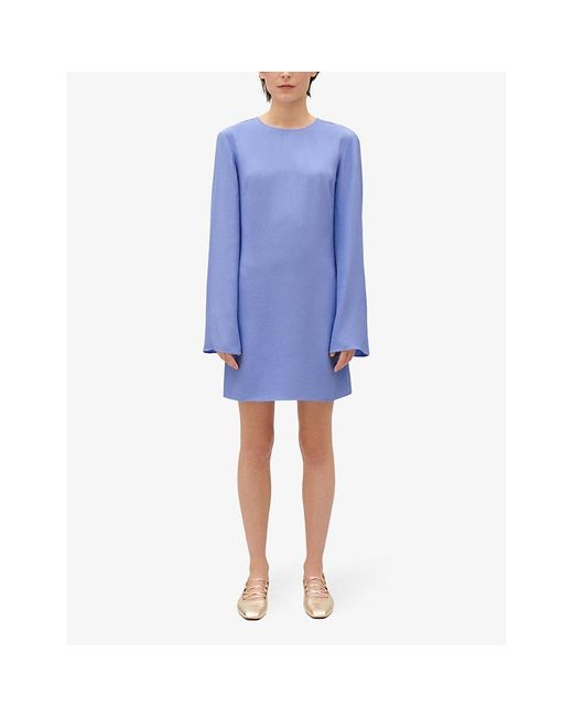 Claudie Pierlot Blue Fluted-sleeve Woven Mini Dress