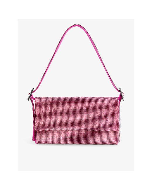 Benedetta Bruzziches Purple Vittissima La Petite Crystal-embellished Mesh Shoulder Bag