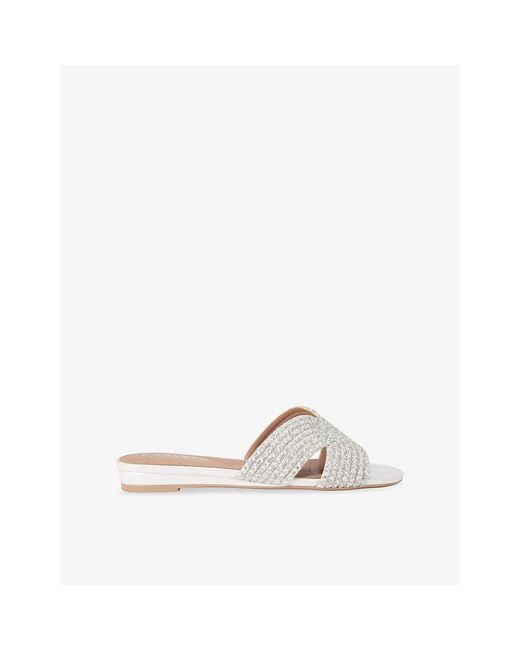 Carvela Kurt Geiger White Gala Crystal-Embellished Mules