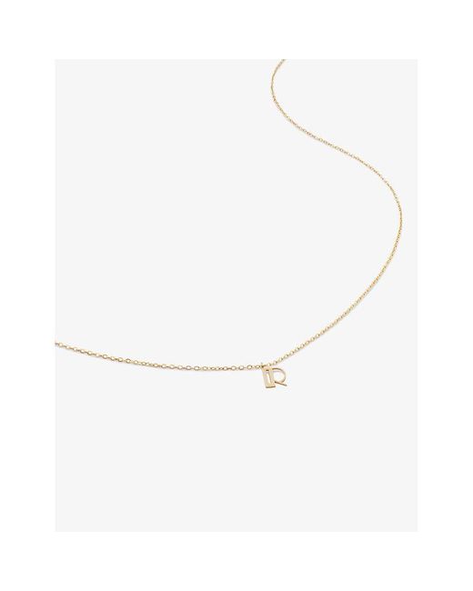 Monica Vinader White Small Letter R 14ct Yellow-gold Pendant Necklace