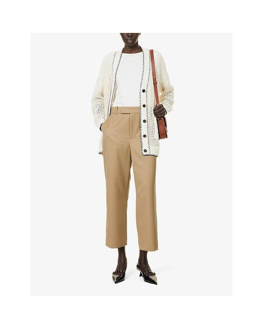 FRAME Natural Easy Slim Wide-leg High-rise Cropped Wool-blend Trousers
