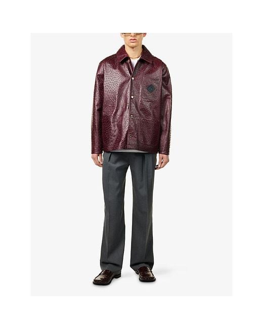 Casablanca Purple Logo-Embellished Leather Workwear Jacket for men