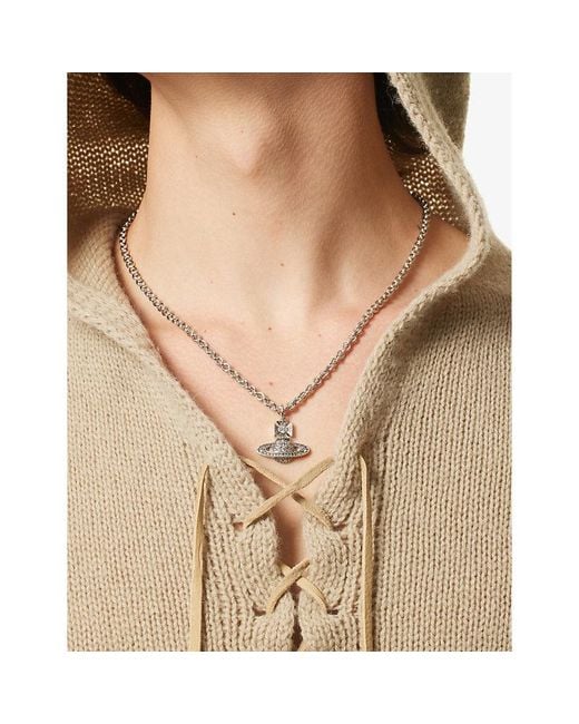 Vivienne Westwood White Carmela Silver-tone Brass And Cubic Zirconia Crystal Necklace for men