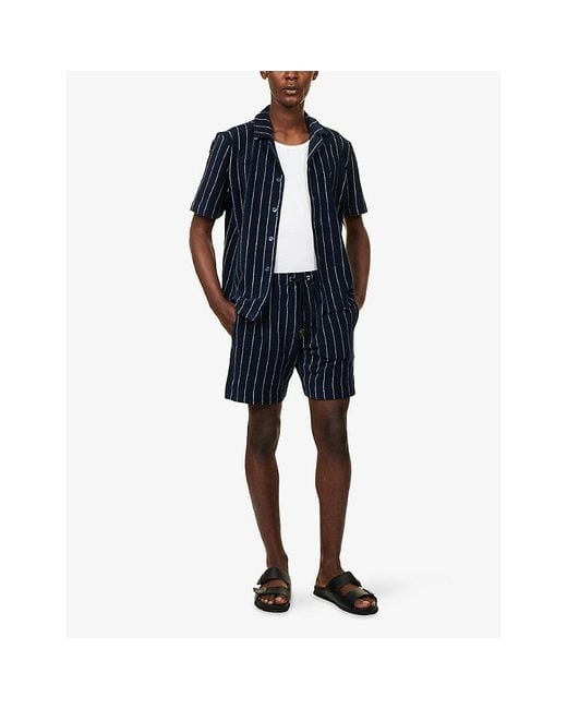 Orlebar Brown Blue Trevone Striped Cotton Towelling Shorts for men