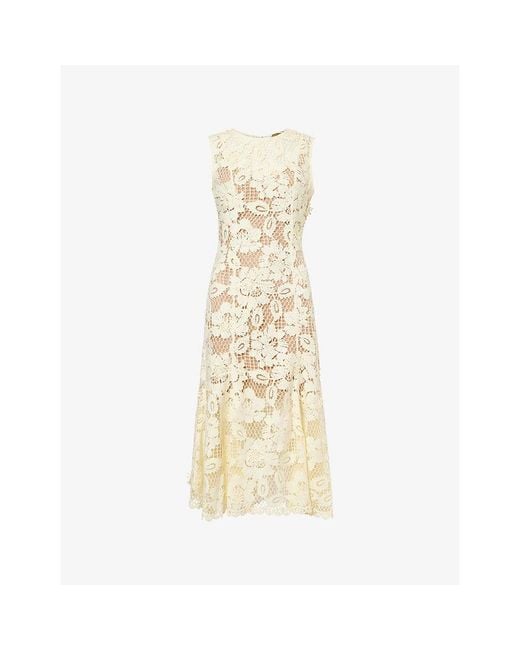 Self-Portrait Metallic Crochet-Lace Midi Dress