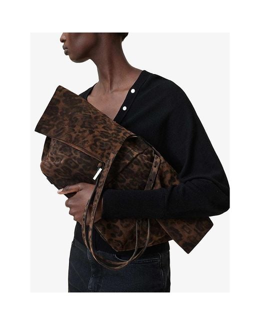 AllSaints Brown Ara Leppo Suede Tote Bag