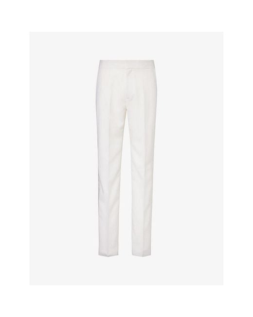 Givenchy White Slip-pocket Satin-trim Straight-leg Regular-fit Wool-blend Trousers for men