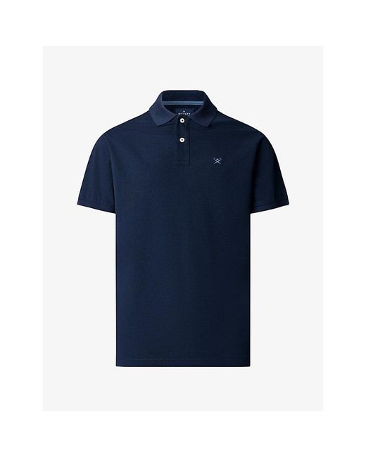 Hackett Blue Logo-Embroidered Slim-Fit Cotton Polo for men