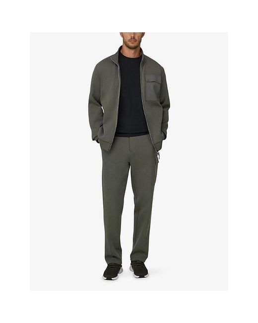 Boggi Gray Straight Elasticated-Waist Stretch Cotton-Blend Trousers for men
