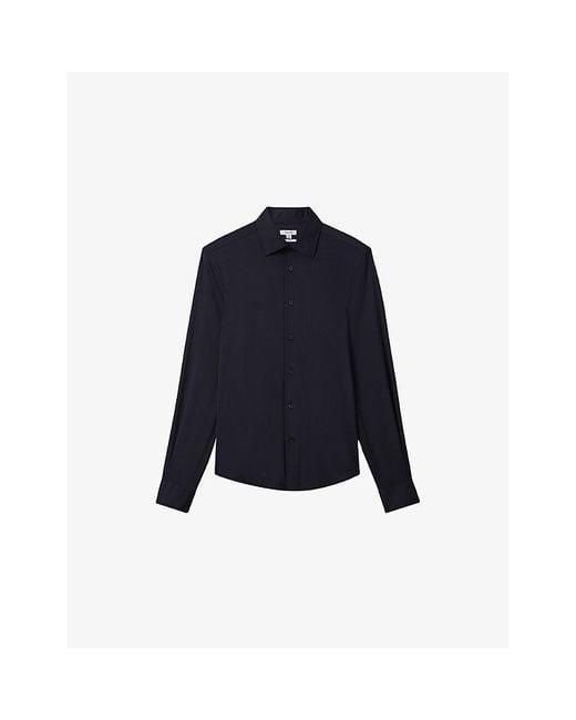 Reiss Blue Voyager Long-Sleeved Stretch-Woven Shirt for men