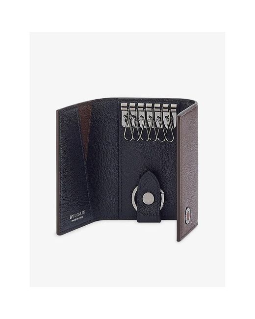 BVLGARI Brown Leather Keyholder for men