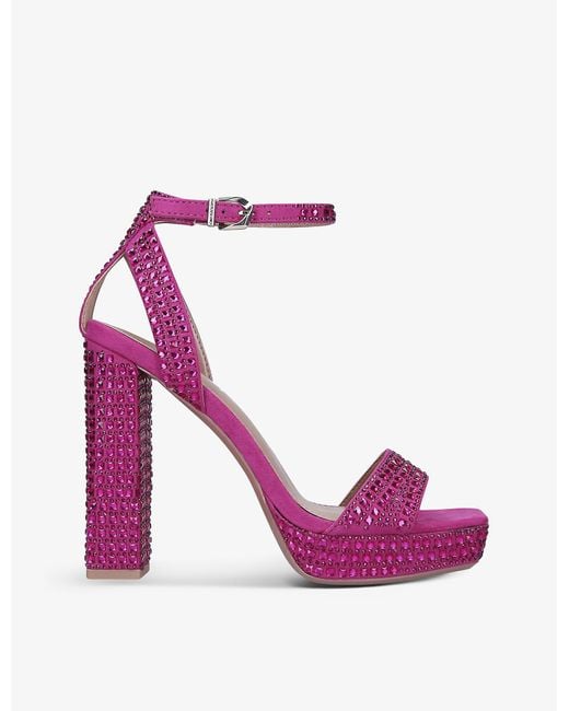 Carvela Kurt Geiger Pink Kianni Embellished Platform Textile Heels