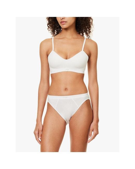 Sloggi White Ever Ease Padded Non-Wired Cotton-Blend Bra