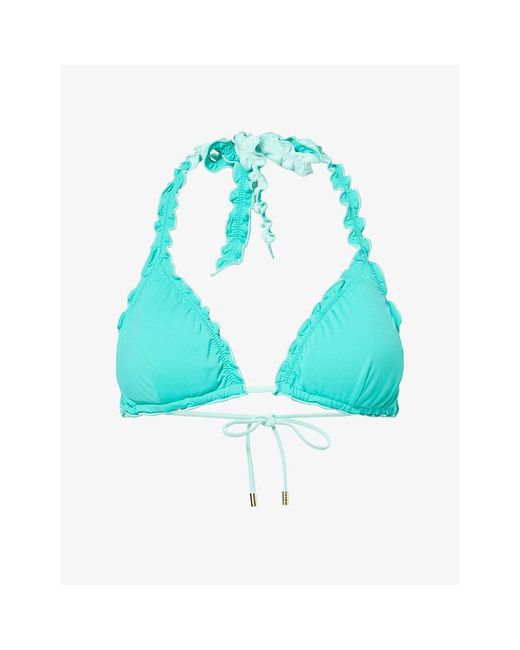 Heidi Klein Blue Rhodes Reversible Triangle Bikini Top